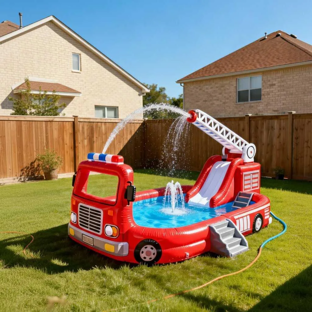giant inflatable firetruck pool